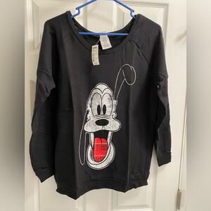 NWT Disney Kohls Sweatshirt XL Black Pluto Long Sleeve Top Shirt Sweater